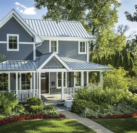 metallic silver roof house|colors that go with metal roof.